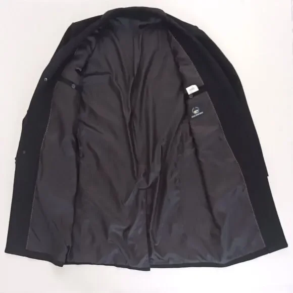 100% Cashmere Mens Knee Length Overcoat Blk Palmbird EU 50 US 40